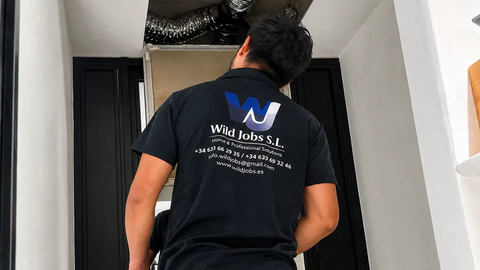WildJobs technician inspecting an installation during a repair
